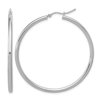 Diamond2Deal 14k Gold Polished 2.5mm Round Lightweight Tube Hoop Earrings
