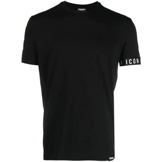 Dsquared2 T-shirt met logorand - Heren - Tops - Zwart - Maat: 2XL