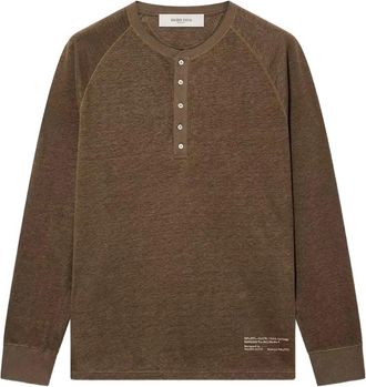 Golden Goose Gouden Gansreis Ms L/S Serafino linnen jersey met print