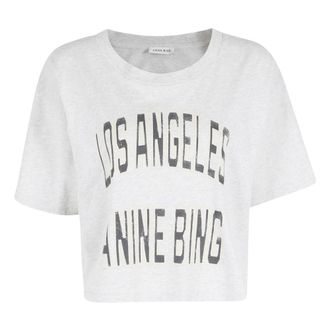 Anine Bing T-Shirts, female, Gray, Size: XS Johnny Cropped Tee