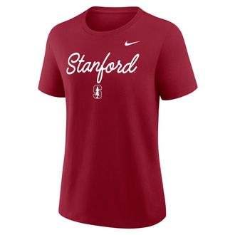 Nike Stanford Script Mantra Logo Nike Womens College T-Shirt in Red | 01K969WSDN-VVT