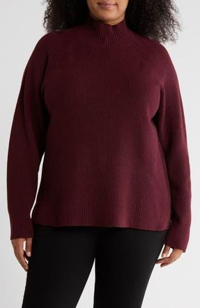 Nordstrom Rack Mock Neck Raglan Sleeve Sweater in Burgundy Tannin at Nordstrom Rack, Size 1X