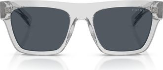 Prada 54mm Rectangular Sunglasses in Crystal Grey /Dark Grey at Nordstrom