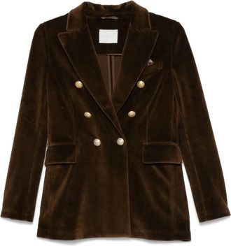 Circolo 1901 Bruine Fluwelen Blazer Peak Revers - Dames - Blazers - Bruin - 2XS - Katoen - Jassen