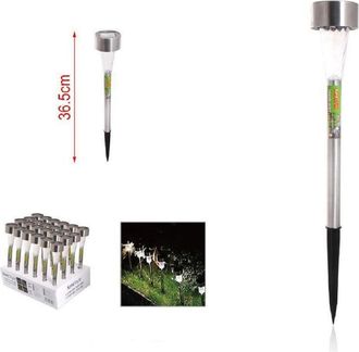 Trade Shop Trade Shop - Set 12 Pz Lampada Solare Led Decoro Giardino 36.5 Cm A Picchetto Silver 2002987