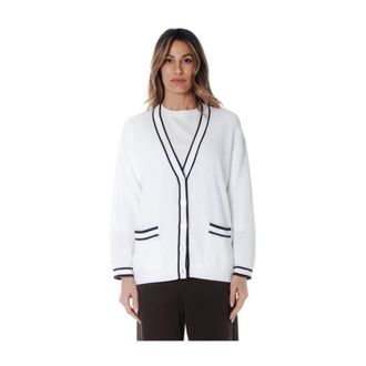 KANGRA Cardigans, female, White, Size: XS Cardigan in cotone lavorata in punto pannocchia