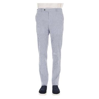 Pantaloni Torino Chinos, male, Blue, Size: 2XL Pantalone in seersucher rigato di cotone Slim jogger fit