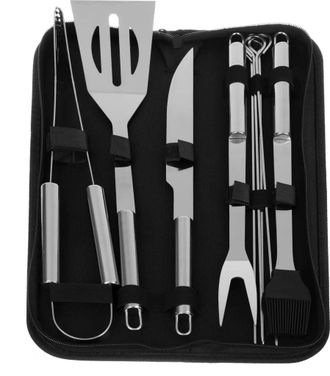 OEM Juego De 9 Utensilios De Acero Inoxidable Para Barbacoa Con Caja De Almacenamiento Los Accesorios Para Barbacoa Incluyen Pinzas Para Barbacoa, Una Esp