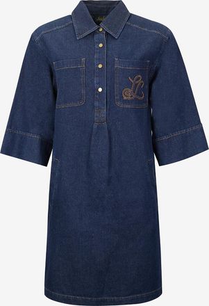 Luisa Spagnoli Kurzes Jeanskleid mit Logostickerei Goria