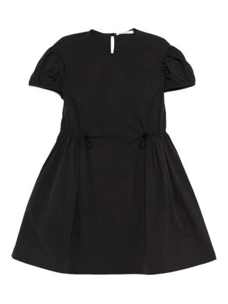 Cecilie Bahnsen puff-sleeve tie dress - women - Polyamide/Cupro - 12 - Black