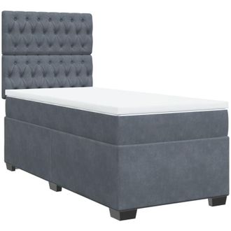 vidaXL Vidaxl - Cama Box Spring Con Colch&oacute;n Terciopelo Gris Oscuro 100x200 Cm