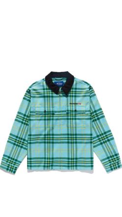 Awake NY Plaid Flannel Zip-Up Shirt