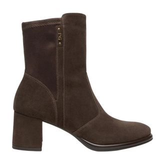 Nero Giardini Su&egrave;de en technisch materiaal enkellaarsjes - Dames - Schoenen - Bruin - Maat: 37 EU Su&egrave;de