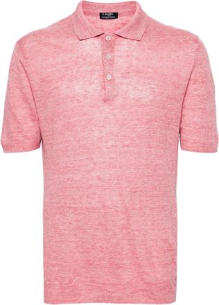 Barba m&eacute;lange linen polo shirt - men - Linen/Flax - 50 - Pink