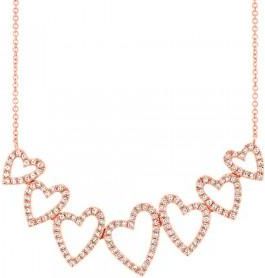 Allurez 0.33ct 14k Rose Gold Diamond Hearts Pendant Necklace