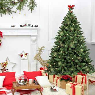 Dmora Dmora - Sapin De No&euml;l Stoccolma, Sapin Artificiel Extra &Eacute;pais, V&eacute;ritable Sapin Effet Pvc Avec Pommes De Pin Incluses, 464 Branches, Hauteur 150 Cm