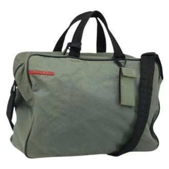 Prada Pre-owned Weekend Bags, female, Gray, Size: ONE SIZE Pre-owned Vintage Nylon Shoulder Bag