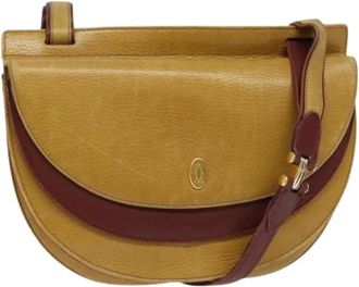 Cartier Pre-owned Cross Body Bags, female, Yellow, Size: ONE SIZE Pre-owned Leather Shoulder Bag