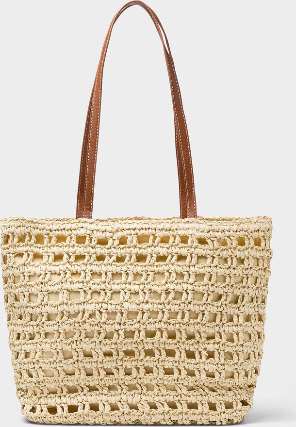 Womens Crocheted straw tote bag