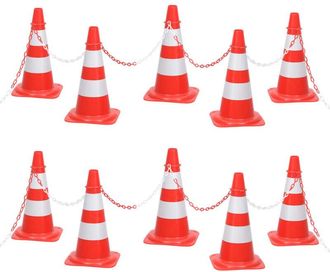 vidaXL Juego De Conos Con Cadena 10 M Rojo Y Blanco Vidaxl