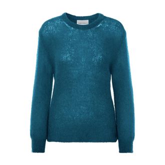 Americandreams Mari Oversized Gebreide Pullover - Dames - Ronde hals truien - Blauw - ONE Size - Wol - Truien & Vesten
