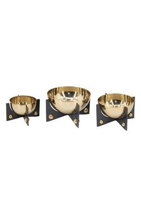 R16 Home Goldtone Aluminum Decor Bowls - Set of 3 in Gold/black at Nordstrom Rack