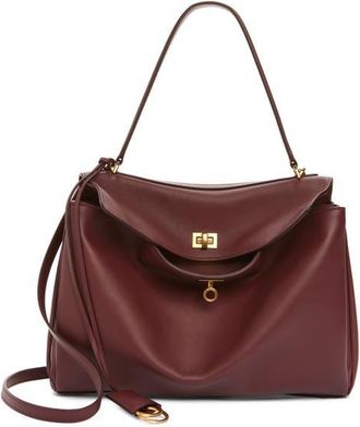 Balenciaga Medium Rodeo Leather Handbag in 6034 Dark Burgundy at Nordstrom