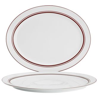 Sur la table 2 Piece Le Marais New Bone 14 Inch Fine Ceramic Oval Platter Set in Brick
