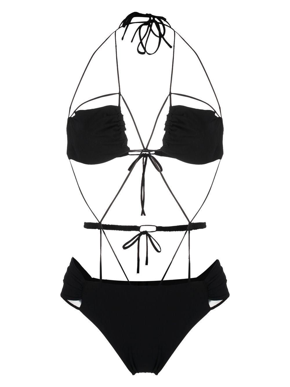 ワンピース水着 NENSI DOJAKA Black Stretch Polyester Swimsuit Nensi Dojaka Halter One-Piece Swimsuit | Nordstrom