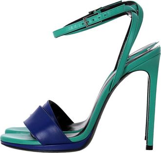 Saint Laurent Womens Leather Jane Ankle Strap Heeled Sandal (Authentic Pre- Loved)