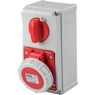 Rosi Collection Presa interbloccata verticale con sezionatore, con fondo, 380V, 4 poli, 32A, IP67 - Rosi 19.3332R6