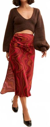 For Love & Lemons Eleanor Midi Skirt In Red Multi