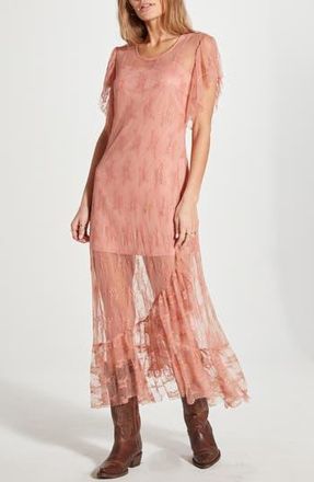 Wishlist Sheer Lace Maxi Dress in Clay at Nordstrom Rack, Size Medium
