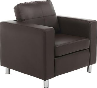 Vente-Unique Sill&oacute;n de piel sint&eacute;tica ACKLEY - Marr&oacute;n