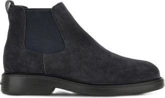Hogan Black Minimalist Suede Elastic Panel Ankle Boots