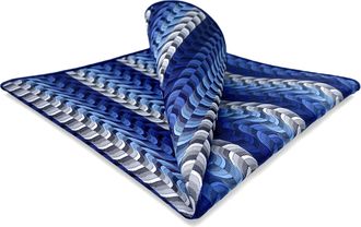 Shlax & Wing Shlax&Wing Ripple Blue Mens Pocket Square Silk Hanky Business Wedding Gift