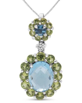 House of Brilliance Haus Of Brilliance Colorful Gemstones 18K 5.37 Ct. Tw. Diamond & Gemstone Pendant Necklace