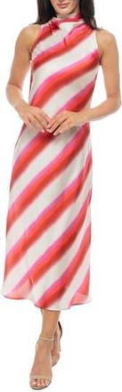 Isaac Mizrahi New York Funnel Neck A-Line Midi Dress in Red/White at Nordstrom Rack, Size X-Large