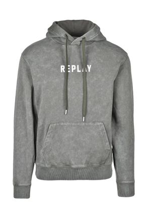 Replay Military Green Men Cotton Hoodie