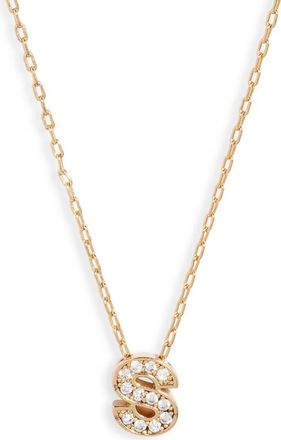 Nordstrom Pav&eacute; Cubic Zirconia Initial Necklace in S- Clear- Gold at Nordstrom