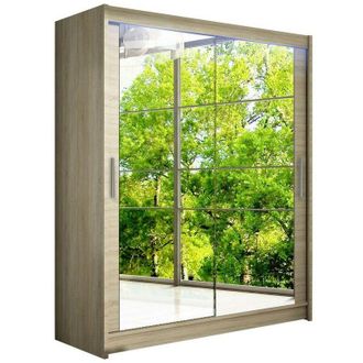 Mirjan24 Armario Closico 127, Roble Sonoma, 200x150x58cm, Puertas de armario: Correderas, Número de estantes: 5, LED