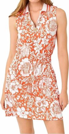 Lilly Pulitzer Upf 50+ Luxletic Love Active Sleeveless Dress In Sunset Orange Budding Romance