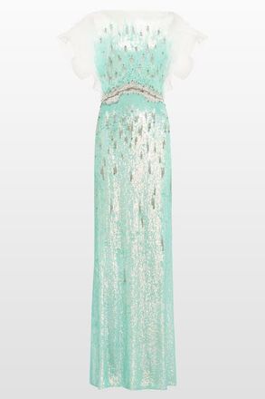 Jenny Packham Magnolia Sequin-Embellished Dress in Seafoam Green at Nordstrom, Size 10 Uk