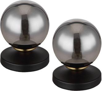 ETC Shop Lampada da tavolo lampada da lettura lampada da tavolo design in metallo color fumo con sfera di vetro, ottone nero, interruttore a cavo, 1x G9, PxH