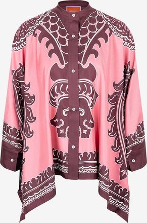 La DoubleJ Weites Seidentwill-Hemd Foulard Oltrarno Plac&eacute;e