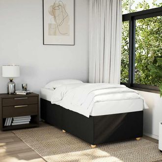 Berkfield Home Bed Frame without Mattress Black&not;Single&not;Fabric in Black | Size: Single