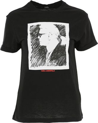 Karl Lagerfeld Karl Legend Profile T-shirt - Dames - T-shirts - Zwart - S - Katoen - Tops