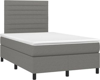 vidaXL Vidaxl - Cama Box Spring Con Colch&oacute;n Y Led Tela Marr&oacute;n Oscuro 120x190 Cm