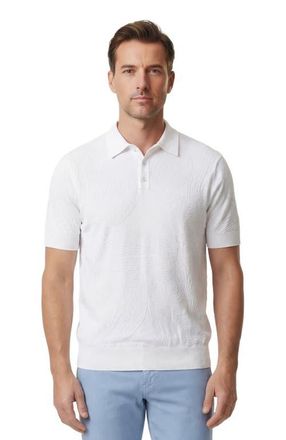 Lords of Harlech Mens Jacquard Linen Cotton Polo in White at Nordstrom, Size Xx-Large