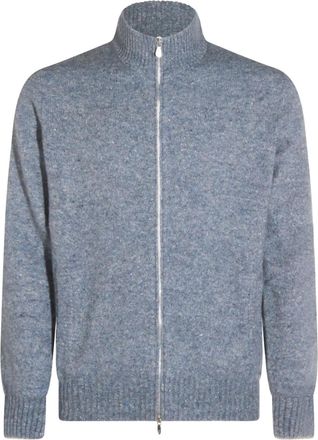 Brunello Cucinelli Cardigan con zip a collo alto - Blu
